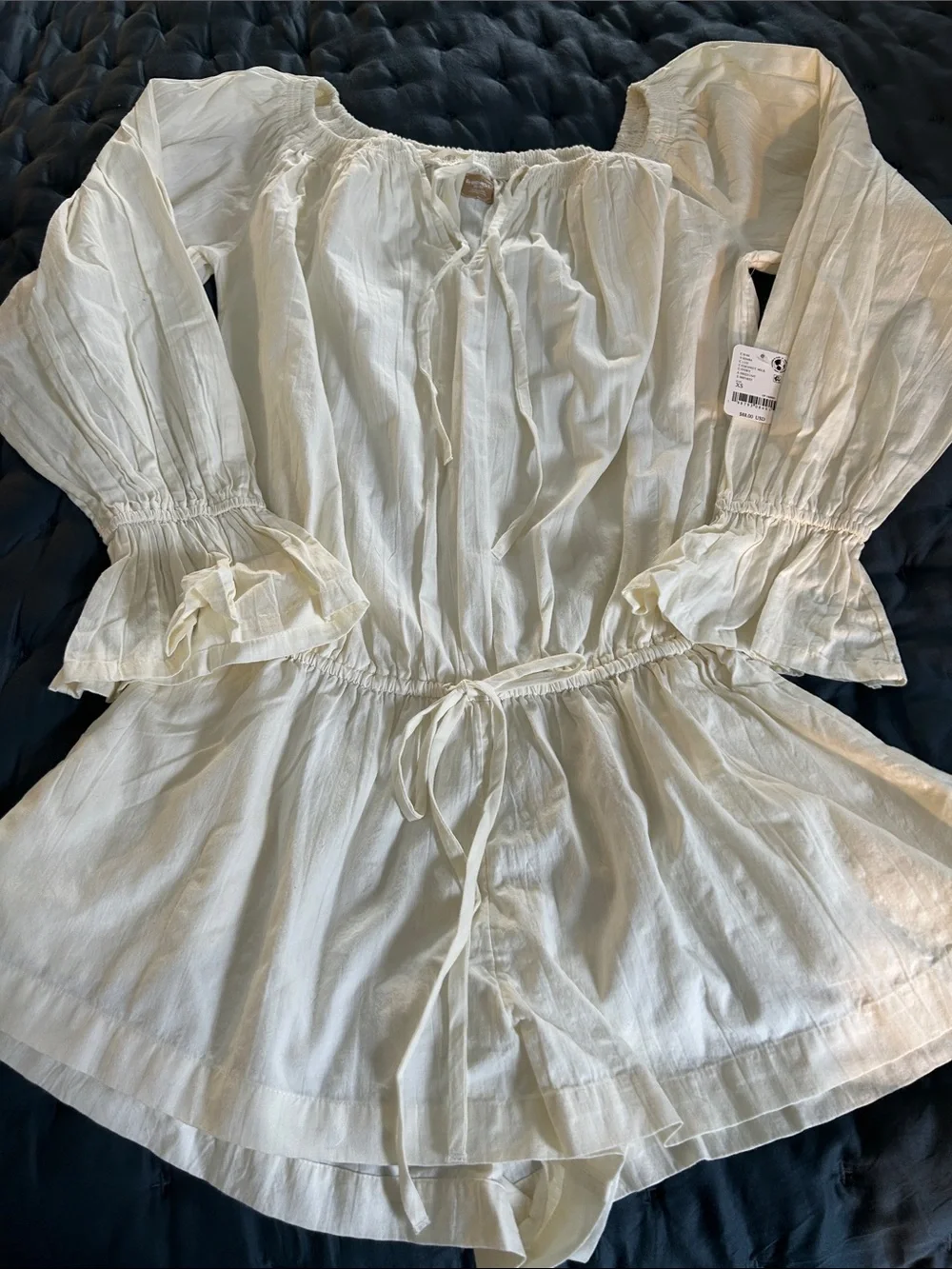 Free People Ivory Off-Shoulder Peasant Style Romper